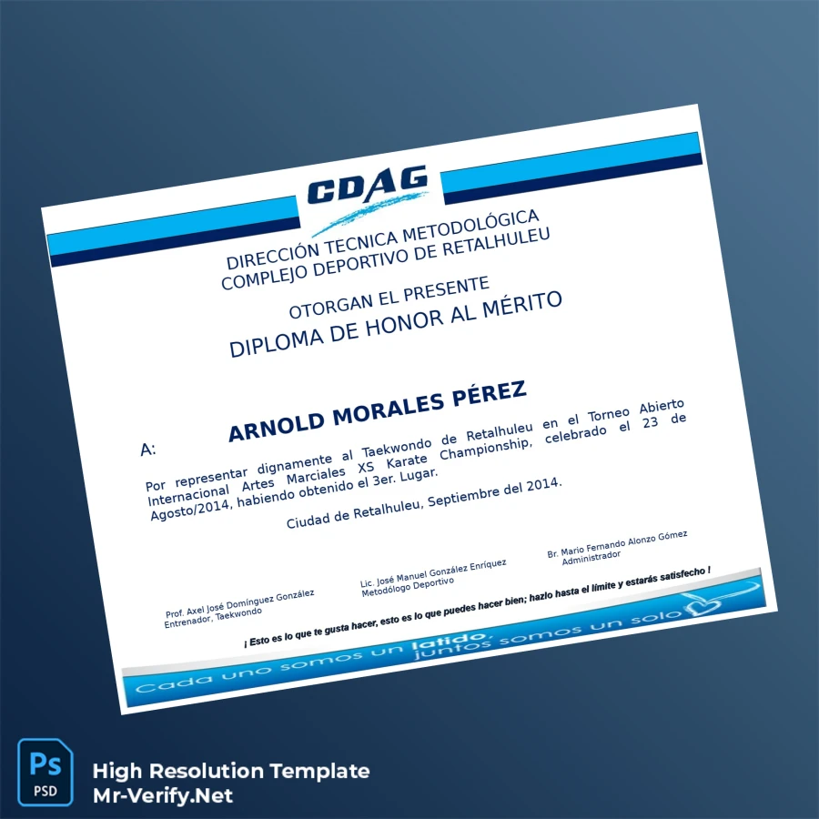 Guatemala Complex of Sports Retalhuleu Taekwondo Honor Diploma Template Printable Guatemala Complex of Sports Retalhuleu Taekwondo Honor Diploma Template Image Preview - PrintDocs