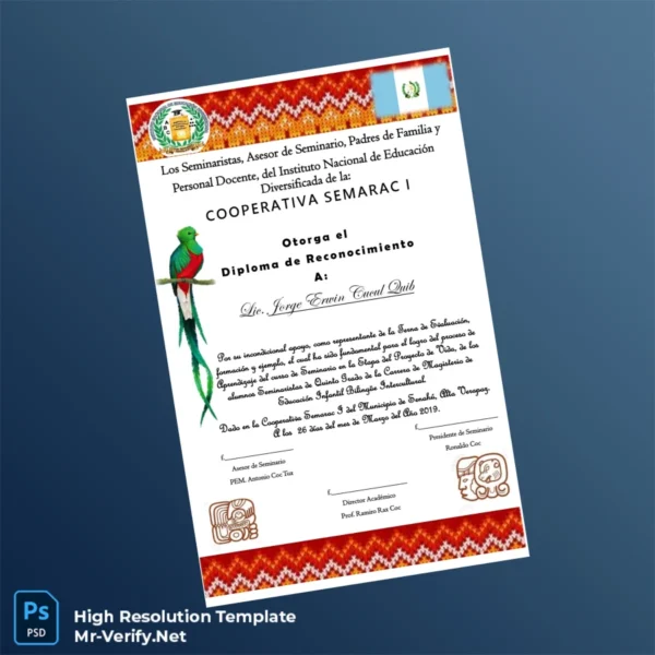 Guatemala Cooperativa Semarac I Diploma of Recognition Template Printable Guatemala Cooperativa Semarac I Diploma of Recognition Template Image Preview - PrintDocs