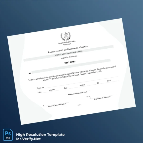 Guatemala Escuela Oficial Rural Mixta Primary Education Diploma Template Printable Guatemala Escuela Oficial Rural Mixta Primary Education Diploma Template Image Preview - PrintDocs