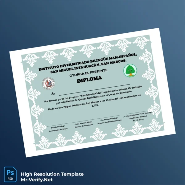 Guatemala Instituto Diversificado Bilingüe MAM-Español Diploma Certificate Printable Guatemala Instituto Diversificado Bilingüe MAM-Español Diploma Certificate Image Preview - PrintDocs