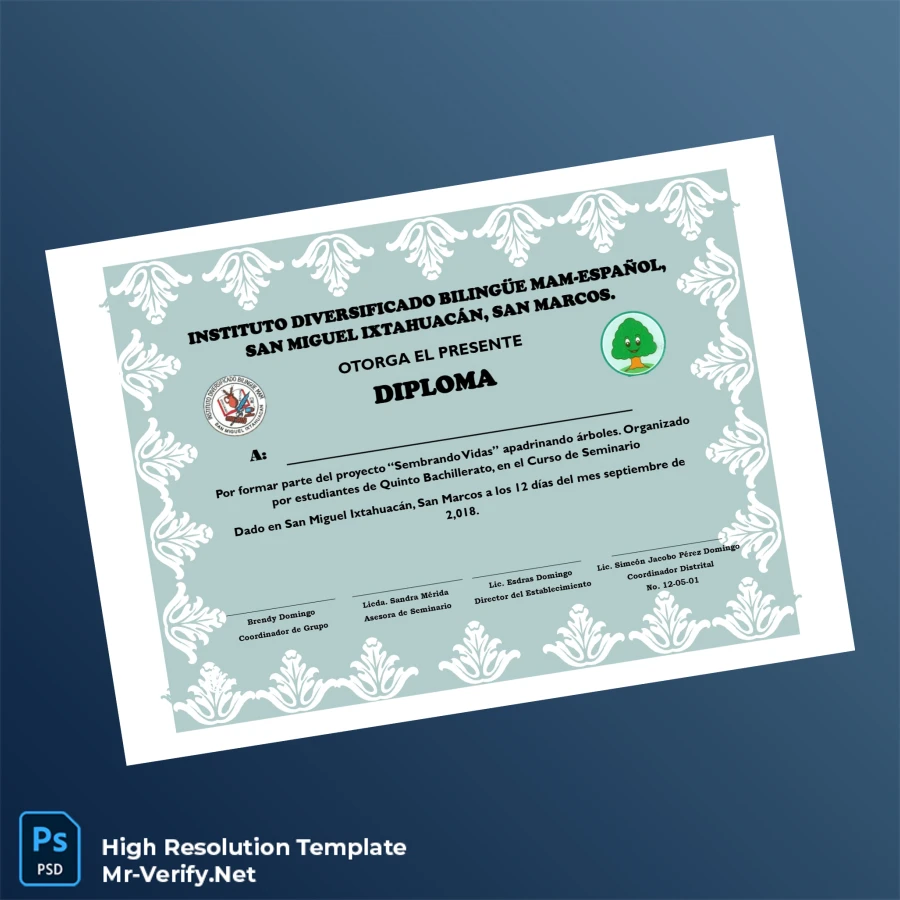 Guatemala Instituto Diversificado Bilingüe MAM-Español Diploma Certificate Printable Guatemala Instituto Diversificado Bilingüe MAM-Español Diploma Certificate Image Preview - PrintDocs