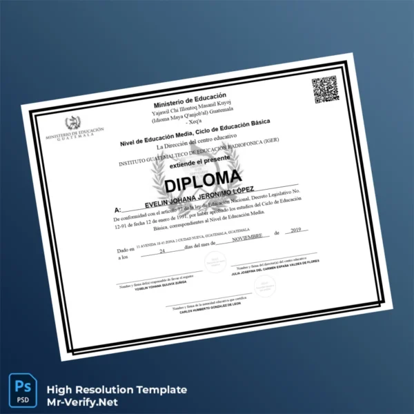 Guatemala Instituto Guatemalteco de Educación Radiofónica High School Diploma Printable Guatemala Instituto Guatemalteco de Educación Radiofónica High School Diploma Image Preview - PrintDocs