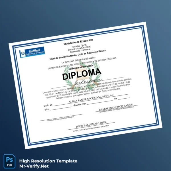 Guatemala Instituto Nacional de Educación Básica de Telesecundaria Primary Education Diploma Printable Guatemala Instituto Nacional de Educación Básica de Telesecundaria Primary Education Diploma Image Preview - PrintDocs