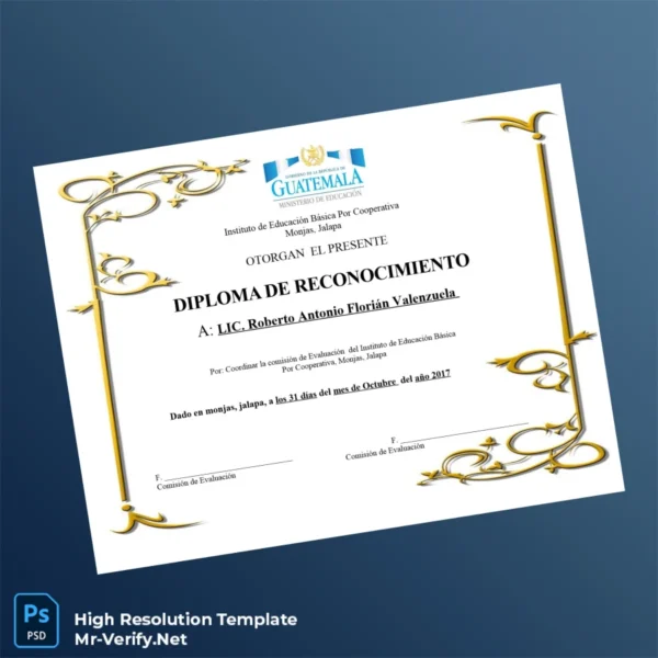 Guatemala Instituto de Educación Básica Por Cooperativa Diploma of Recognition Printable Guatemala Instituto de Educación Básica Por Cooperativa Diploma of Recognition Image Preview - PrintDocs