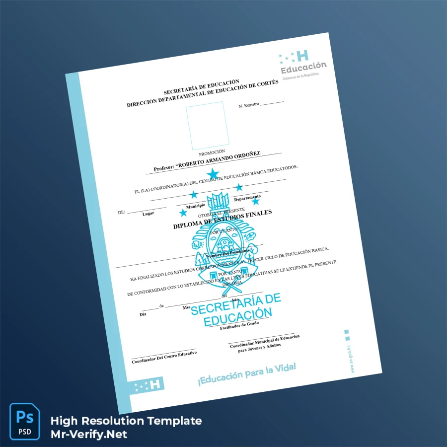 Honduras Diploma de Basic Studies Certificate Printable Honduras Diploma de Basic Studies Certificate Image Preview - PrintDocs