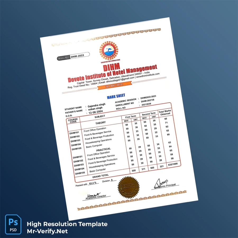 India DIM College Diploma in Hotel Management Template-page2 Printable India DIM College Diploma in Hotel Management Template page 2 Image Preview - PrintDocs