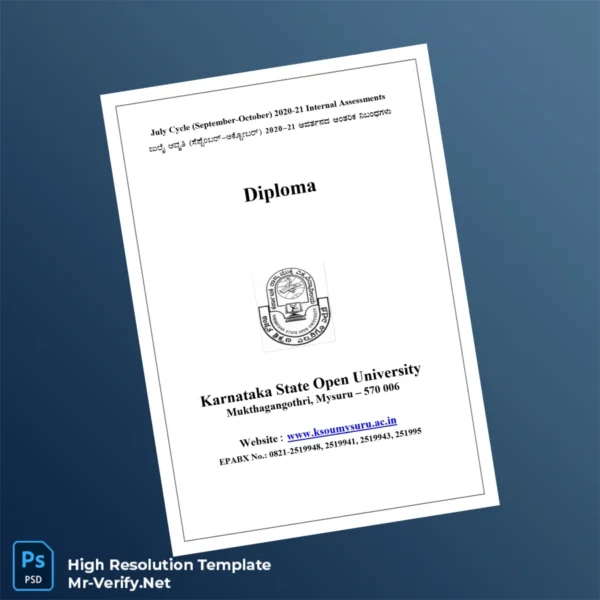 Printable India Karnataka State Open University Diploma Template Image Preview - PrintDocs