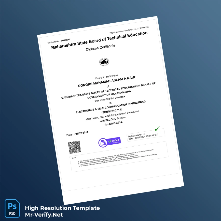India Maharashtra State Board of Technical Education Diploma in Electronics Tele-Communication Engineering Template Printable India Maharashtra State Board of Technical Education Diploma in Electronics & Tele-Communication Engineering Template Image Preview - PrintDocs