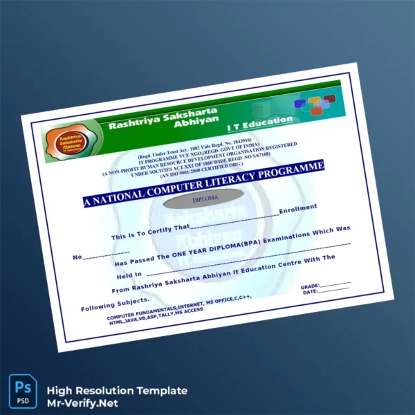 Printable India Touch Stone Institute of IT & Management National Computer Literacy Diploma Image Preview - PrintDocs