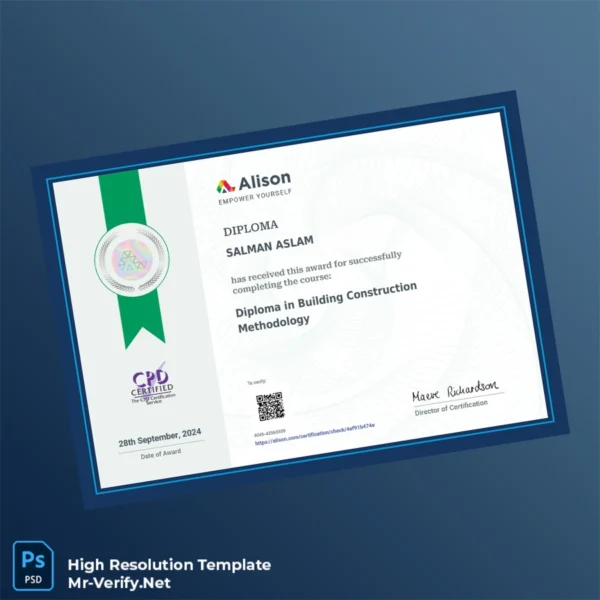 Ireland Alison Diploma in Building Construction Methodology Template Printable Ireland Alison Diploma in Building Construction Methodology Template Image Preview - PrintDocs