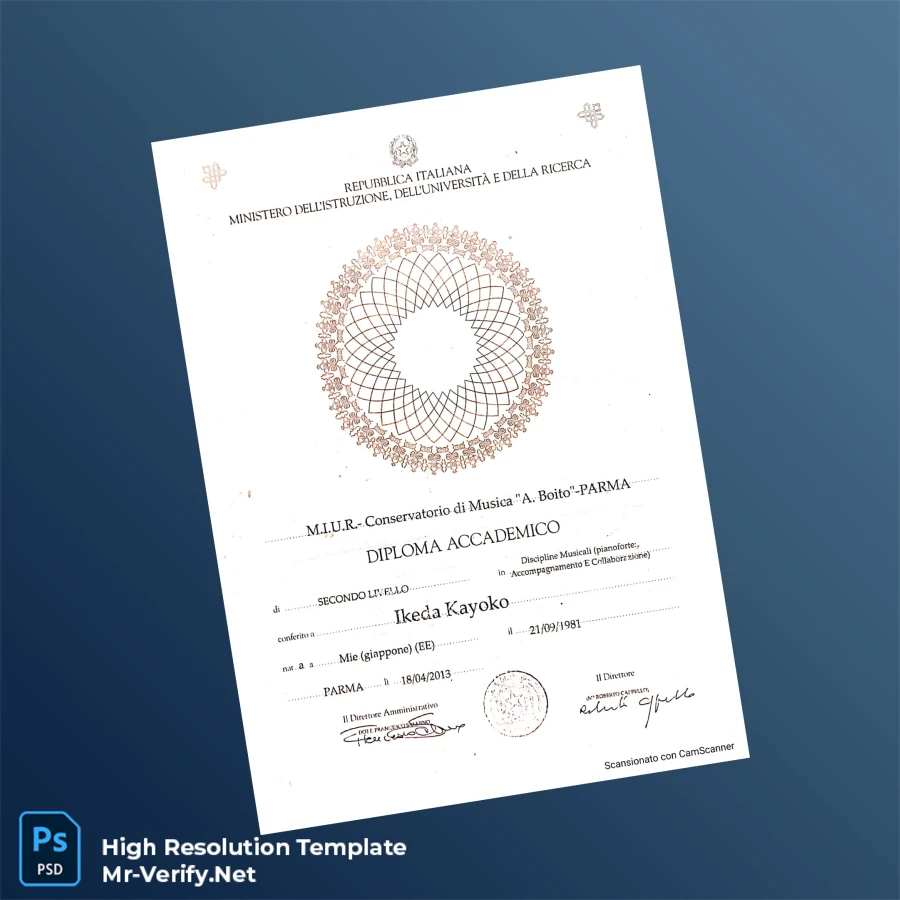 Italy Conservatorio di Musica A. Boito Diploma Accademico Template Printable Italy Conservatorio di Musica A. Boito Diploma Accademico Template Image Preview - PrintDocs