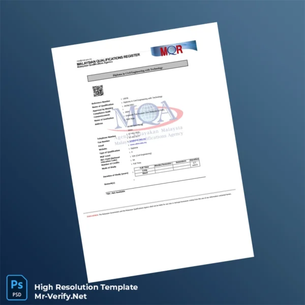 Printable Malaysia Universiti Tun Hussein Onn Malaysia Diploma in Civil Engineering with Technology Image Preview - PrintDocs