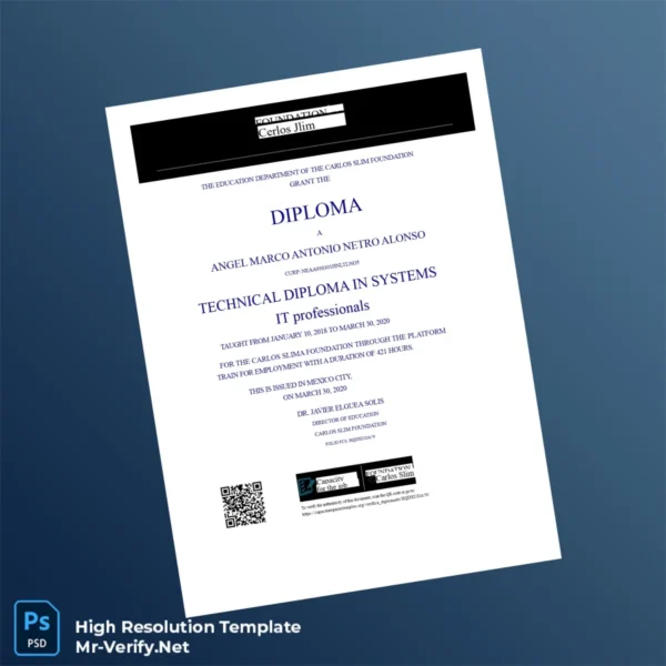 Mexico Carlos Slim Foundation Technical Diploma in Computer Systems Printable Mexico Carlos Slim Foundation Technical Diploma in Computer Systems Image Preview - PrintDocs
