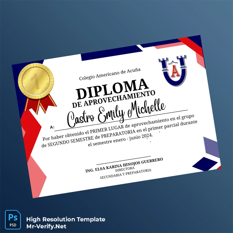 Mexico Colegio Americano de Acuña Diploma of Achievement Template Printable Mexico Colegio Americano de Acuña Diploma of Achievement Template Image Preview - PrintDocs