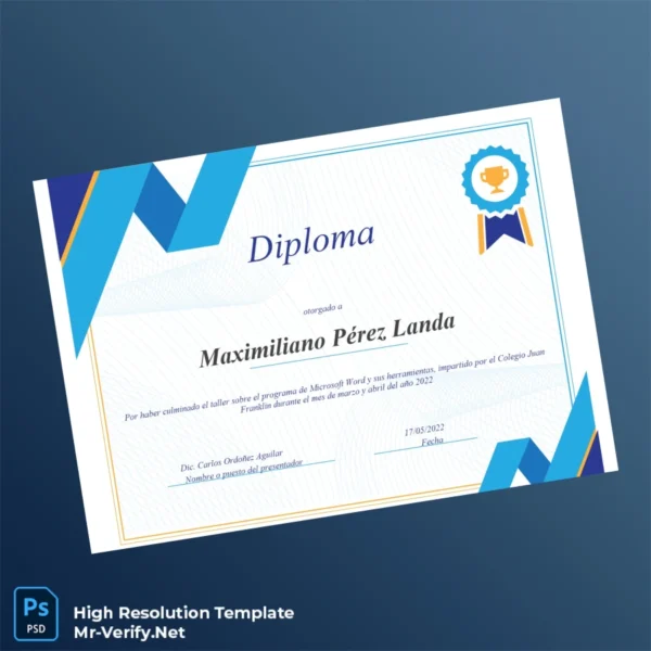 Printable Mexico Colegio Juan Franklin Diploma Template Image Preview - PrintDocs