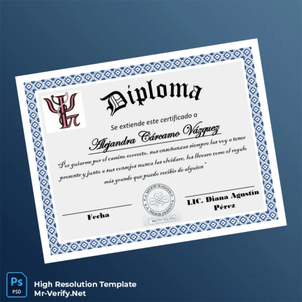 Mexico Diploma of Personal Acknowledgment Template Printable Mexico Diploma of Personal Acknowledgment Template Image Preview - PrintDocs