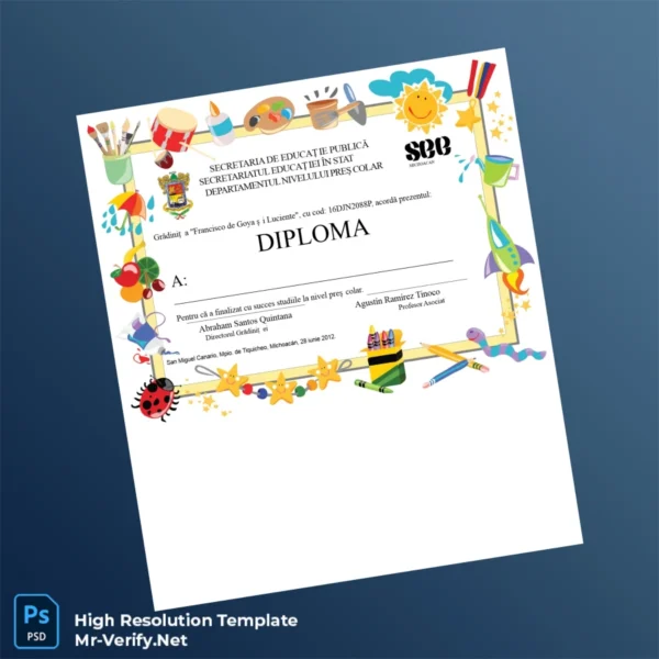 Mexico Francisco de Goya y Luciente Kindergarten Preschool Diploma Printable Mexico Francisco de Goya y Luciente Kindergarten Preschool Diploma Image Preview - PrintDocs