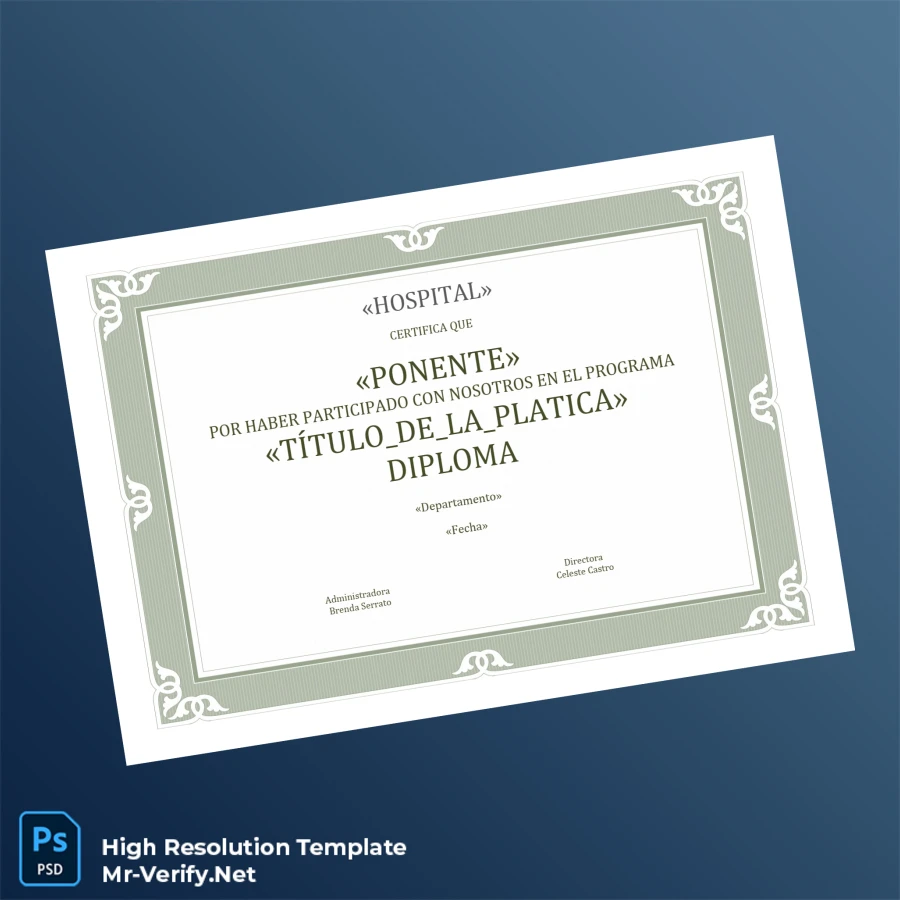 Mexico Hospital Diploma Template Printable Mexico Hospital Diploma Template Image Preview - PrintDocs
