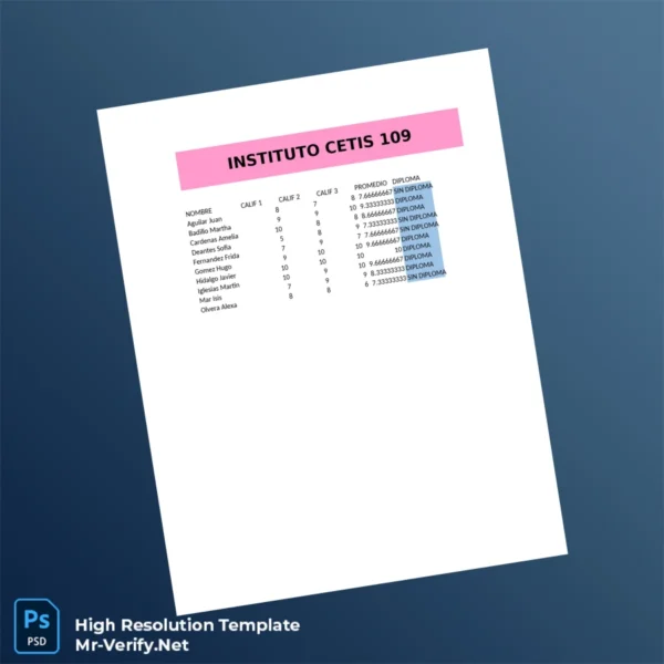 Printable Mexico Instituto Cetis 109 Diploma Template Image Preview - PrintDocs