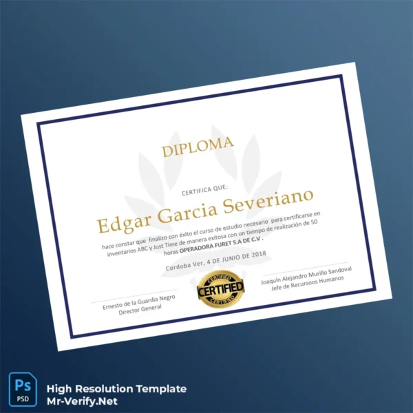 Printable Mexico Operadora Furet S.A. de C.V. Certificate Template Image Preview - PrintDocs