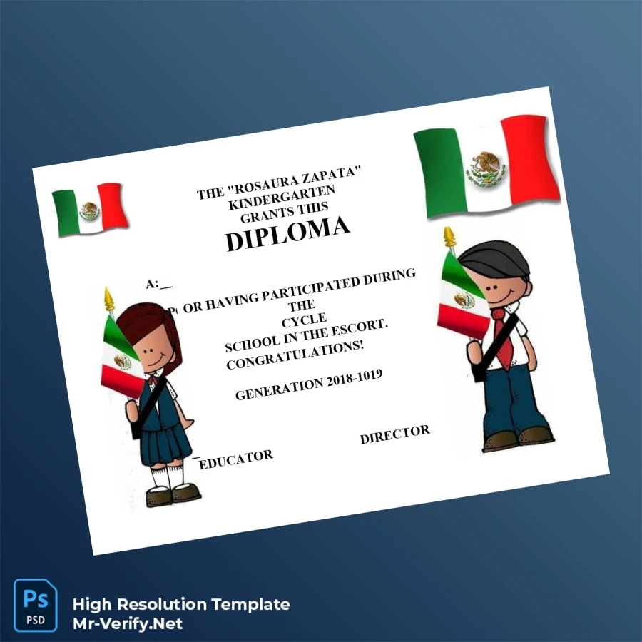 Mexico Rosaura Zapata Kindergarten Diploma Template Printable Mexico Rosaura Zapata Kindergarten Diploma Template Image Preview - PrintDocs