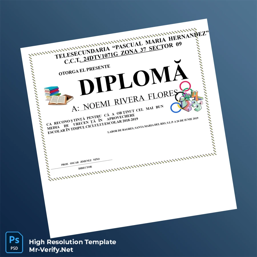 Mexico Telesecundaria 'Pascual Maria Hernandez' High School Diploma Template Printable Mexico Telesecundaria 'Pascual Maria Hernandez' High School Diploma Template Image Preview - PrintDocs