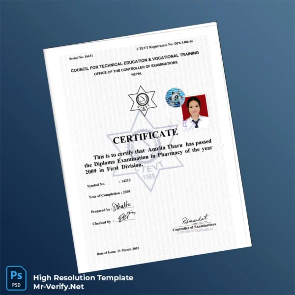 Nepal Council for Technical Education and Vocational Training Diploma in Pharmacy Certificate Printable Nepal Council for Technical Education and Vocational Training Diploma in Pharmacy Certificate Image Preview - PrintDocs