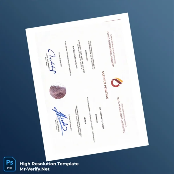 Northern Cyprus International University Bachelor of Science in Psychology Template Printable Northern Cyprus International University Bachelor of Science in Psychology Template Image Preview - PrintDocs