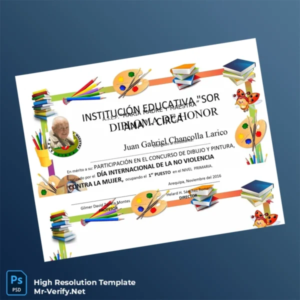 Printable Peru A.S.E.P. _María Madre y Maestra_ Honor Diploma Template Image Preview - PrintDocs