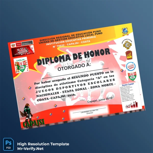 Peru Capajsi Primary School Honor Diploma Template Printable Peru Capajsi Primary School Honor Diploma Template Image Preview - PrintDocs