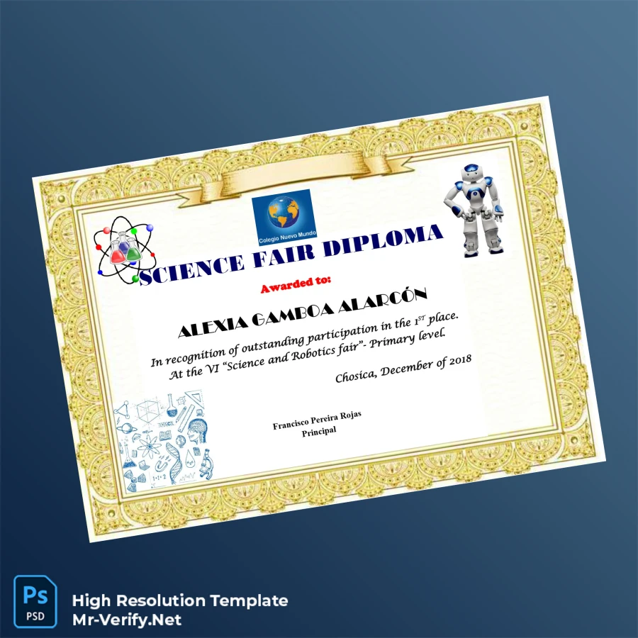 Peru Colegio Nuevo Mundo Science Fair Diploma Printable Peru Colegio Nuevo Mundo Science Fair Diploma Image Preview - PrintDocs