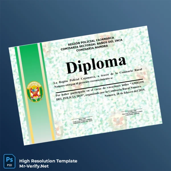 Peru Comisaria Rural Namora Diploma of Recognition 2019 Template Printable Peru Comisaria Rural Namora Diploma of Recognition 2019 Template Image Preview - PrintDocs