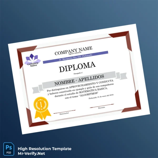 Peru Company Name Diploma Template Printable Peru Company Name Diploma Template Image Preview - PrintDocs