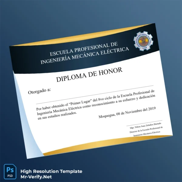 Printable Peru Escuela Profesional de Ingeniería Mecánica Eléctrica Honor Diploma Image Preview - PrintDocs