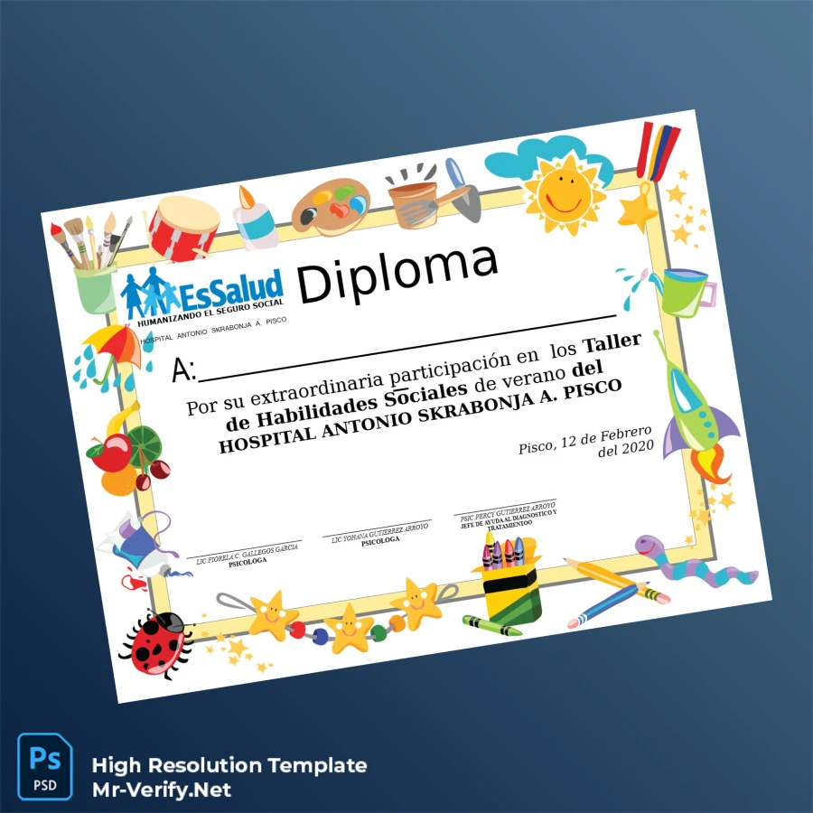 Peru Hospital Antonio Skrabonja A. Pisco Diploma in Social Skills Workshop Printable Peru Hospital Antonio Skrabonja A. Pisco Diploma in Social Skills Workshop Image Preview - PrintDocs