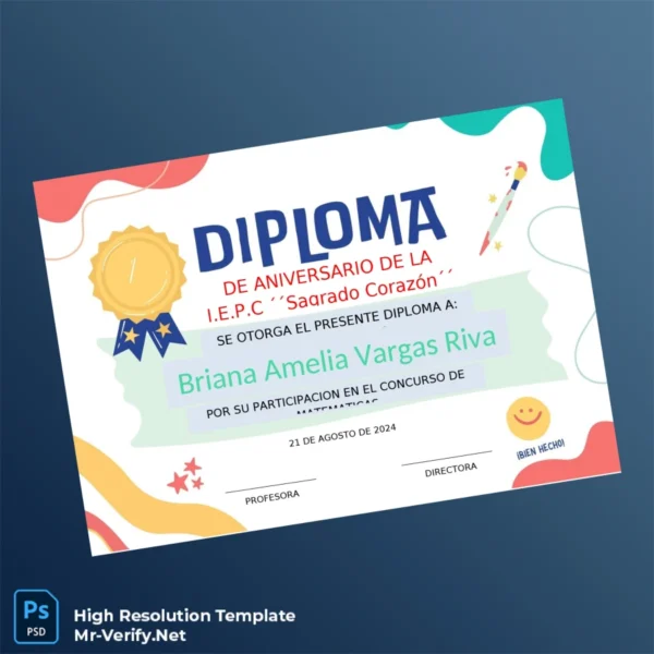 Peru I.E.P.C. _Sagrado Corazón_ Diploma Template Printable Peru I.E.P.C. _Sagrado Corazón_ Diploma Template Image Preview - PrintDocs