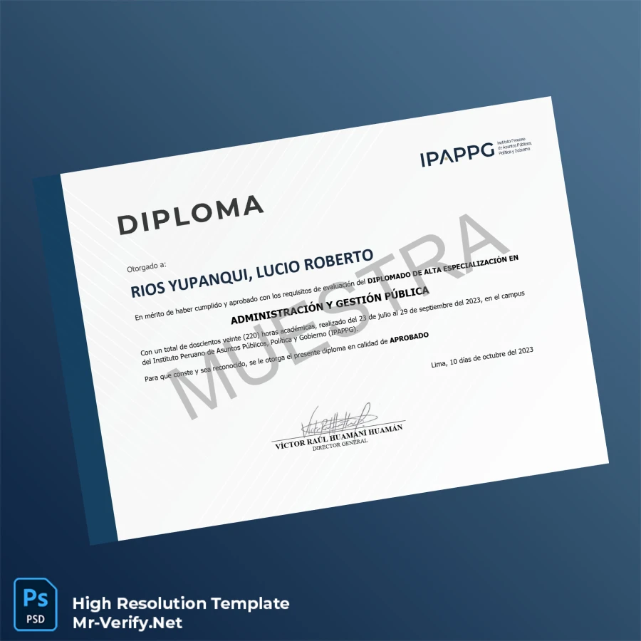 Peru Institute of Public Affairs, Politics and Government Diploma of Advanced Specialization in Public Administration and Management Printable Peru Institute of Public Affairs, Politics and Government Diploma of Advanced Specialization in Public Administration and Management Image Preview - PrintDocs