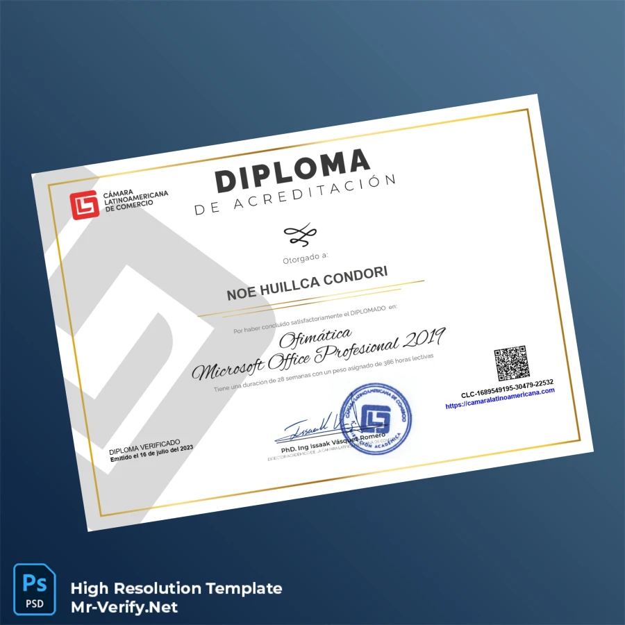 Peru Latin American Chamber Diploma in Microsoft Office Professional 2019 Printable Peru Latin American Chamber Diploma in Microsoft Office Professional 2019 Image Preview - PrintDocs