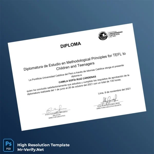 Peru Pontifical Catholic University of Peru Diploma in Methodological Principles for TEFL to Children and Teenagers Printable Peru Pontifical Catholic University of Peru Diploma in Methodological Principles for TEFL to Children and Teenagers Image Preview - PrintDocs
