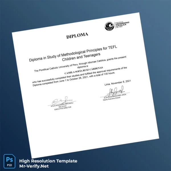 Peru Pontifical Catholic University of Peru Diploma in Study of Methodological Principles for TEFL Children and Teenagers Printable Peru Pontifical Catholic University of Peru Diploma in Study of Methodological Principles for TEFL Children and Teenagers Image Preview - PrintDocs