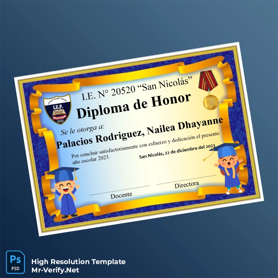 Peru San Nicolás School Honor Diploma Template Printable Peru San Nicolás School Honor Diploma Template Image Preview - PrintDocs