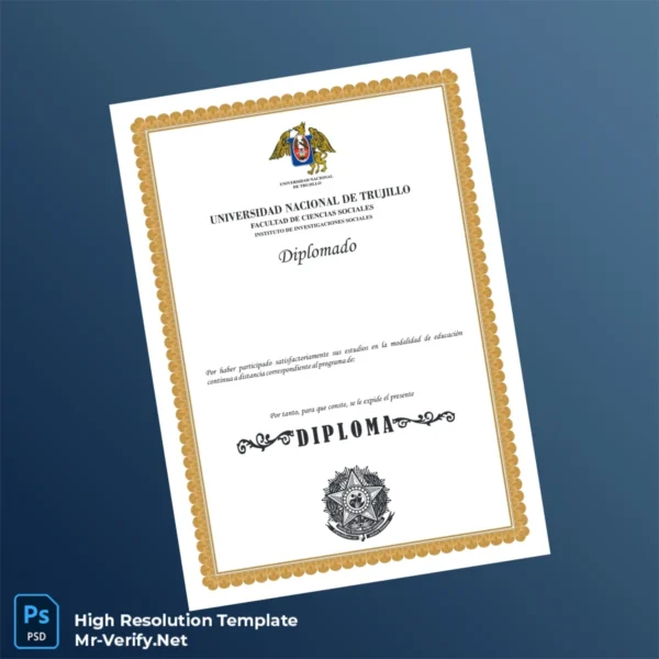 Peru Universidad Nacional de Trujillo Diploma Template Printable Peru Universidad Nacional de Trujillo Diploma Template Image Preview - PrintDocs