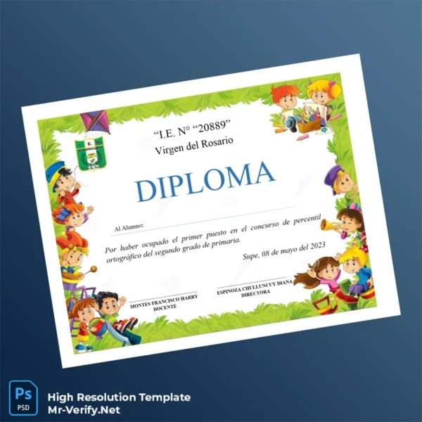 Peru Virgen del Rosario Primary School Diploma Printable Peru Virgen del Rosario Primary School Diploma Image Preview - PrintDocs