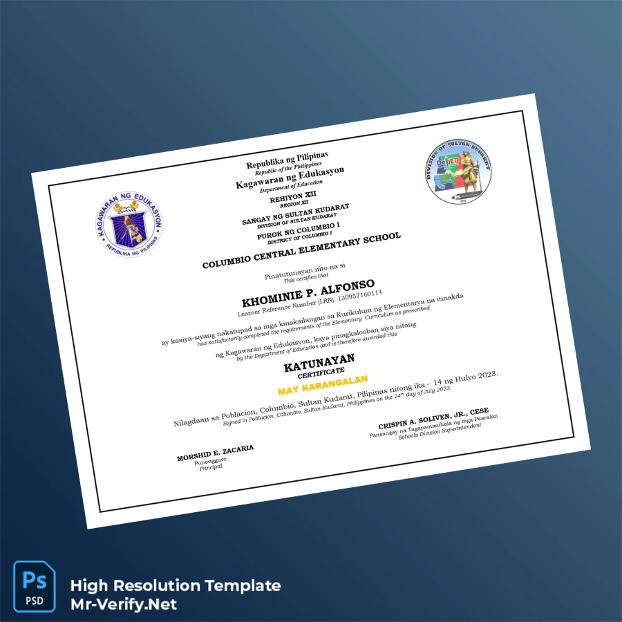 Philippines Columbio Central Elementary School Elementary Certificate Template-page2 Printable Philippines Columbio Central Elementary School Elementary Certificate Template page 2 Image Preview - PrintDocs