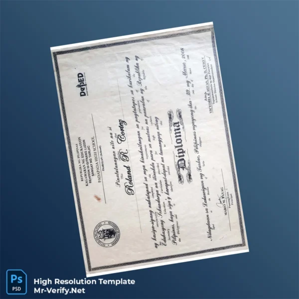 Philippines DepEd Department of Education High School Diploma Template Printable Philippines DepEd Department of Education High School Diploma Template Image Preview - PrintDocs