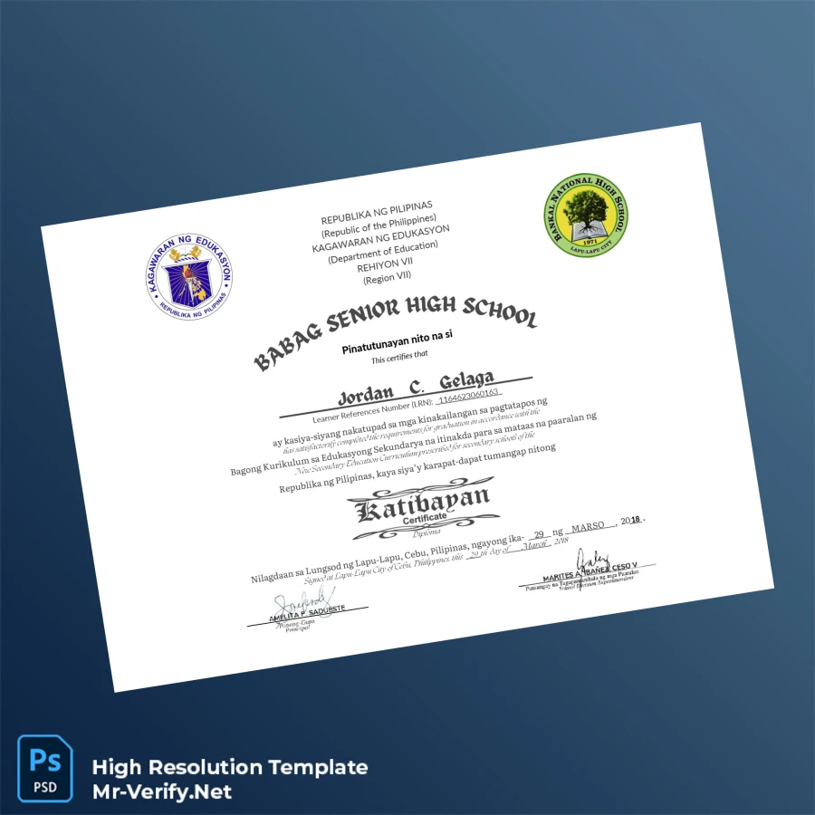 Philippines Jagobiao National High School High School Diploma Template-page2 Printable Philippines Jagobiao National High School High School Diploma Template page 2 Image Preview - PrintDocs