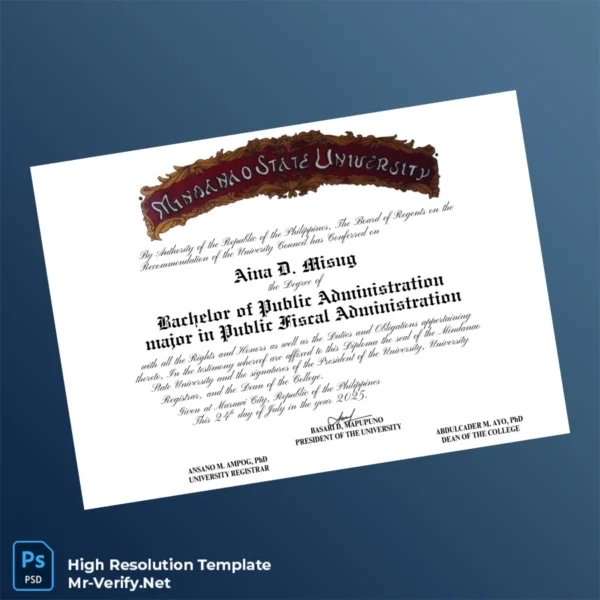 Philippines Mindanao State University Bachelor of Public Administration in Public Fiscal Administration Template Printable Philippines Mindanao State University Bachelor of Public Administration in Public Fiscal Administration Template Image Preview - PrintDocs