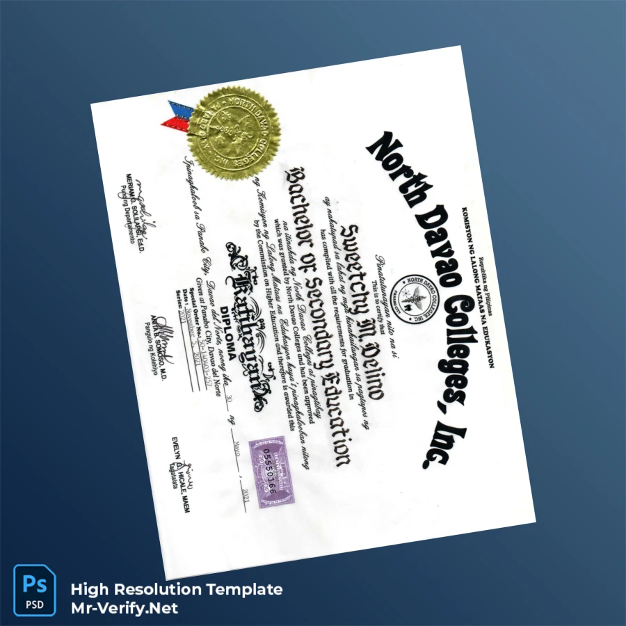 Philippines North Davao Colleges Inc Bachelor of Secondary Education Diploma Printable Philippines North Davao Colleges Inc Bachelor of Secondary Education Diploma Image Preview - PrintDocs