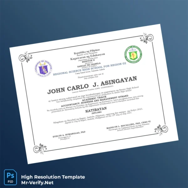 Philippines Regional Science High School for Region 02 Senior High School Diploma in Accountancy Business and Management Printable Philippines Regional Science High School for Region 02 Senior High School Diploma in Accountancy Business and Management Image Preview - PrintDocs
