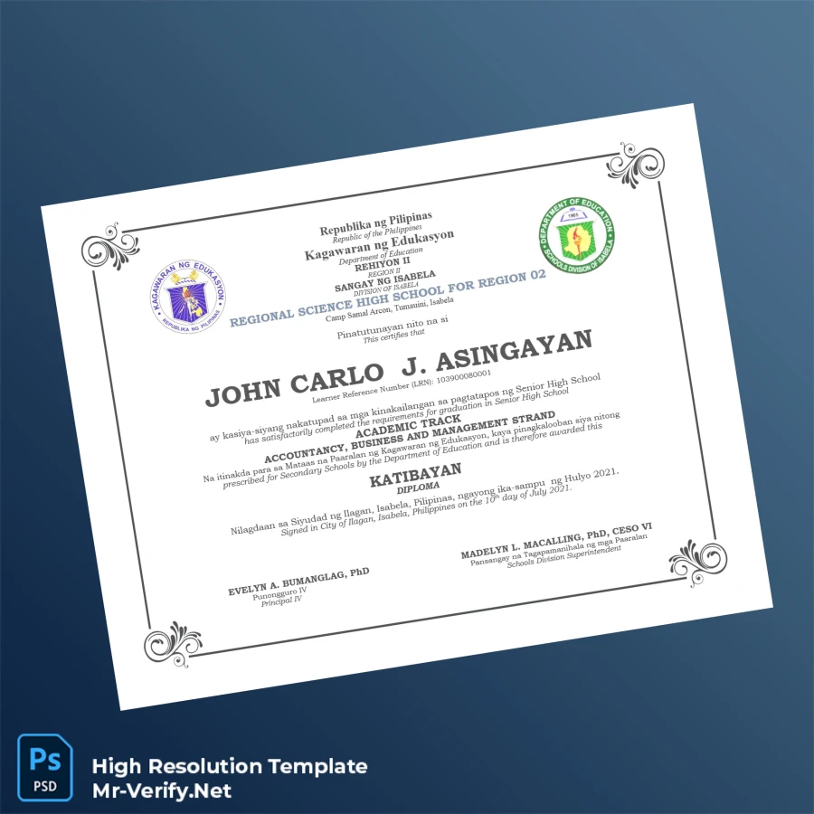 Philippines Regional Science High School for Region 02 Senior High School Diploma in Accountancy Business and Management Printable Philippines Regional Science High School for Region 02 Senior High School Diploma in Accountancy Business and Management Image Preview - PrintDocs
